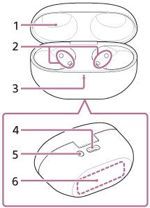 Illustration indicating each part of the charging case