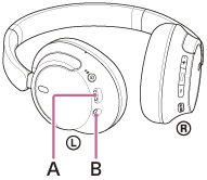 指示左单元上USB Type-C端口（A）和耳机连接线输入插孔（B）位置的插图