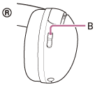 A GAME/CHAT (JÁTÉK/CSEVEGÉS EGYENSÚLYA) gombot (B) ábrázoló illusztráció