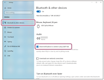설정-장치-Bluetooth 및 기타 디바이스-빠른 연결을 사용하여 연결하는 알림 표시 선택