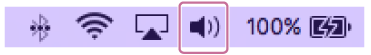 Ilustrace ikony, která je zobrazena, když je reproduktor počítače zapnutý