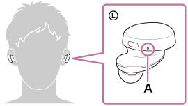 Ілюстрація, що демонструє розташування тактильної точки (A) на лівій чашці