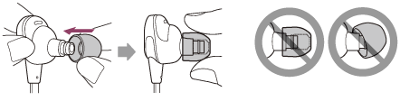 Illustrazione dell’adattamento della parte sporgente dell’unità con il recesso presente sugli auricolari per collegare gli auricolari