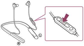 Bild som indikerar placeringen av ringknappen på fjärrkontrollkomponenten på vänster sida