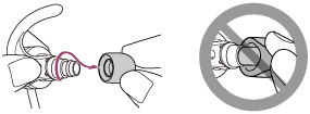 Illustration of removing the earbud while rotating it away from the unit