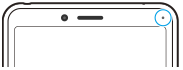 Illustration de la position du voyant de notification en haut à droite dans la vue de face.