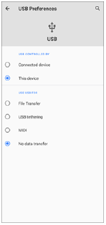 Obraz okna, które pojawia się po podłączeniu telefonu do komputera przez USB