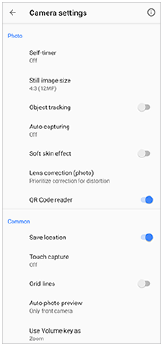 Obraz ustawień aparatu