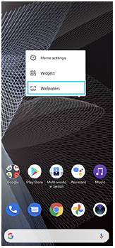ภาพของเมนูที่เปิดบนหน้าจอหลัก
