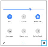 ภาพแสดงไอคอนการตั้งค่าทางด้านขวาล่างของแผงการตั้งค่าด่วน