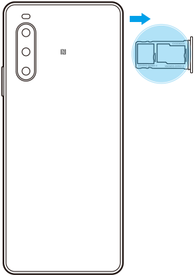 Diagram of viewing the IMEI number(s) on the upper right side in the rear view.