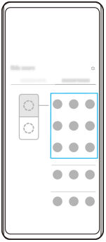 Image indiquant l’emplacement de sélection des applications à afficher dans la moitié supérieure et inférieure de l’écran.