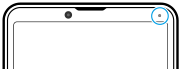 Illustration de la position du voyant de notification en haut à droite dans la vue de face.