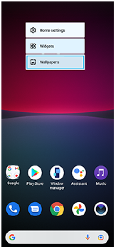 Hình ảnh menu mở ra trên Màn hình chủ