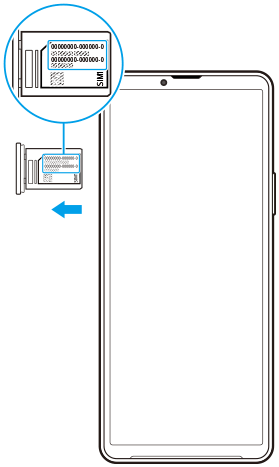 Afbeelding van het weergeven van het/de IMEI-nummer(s) aan de linker bovenkant van het vooraanzicht.