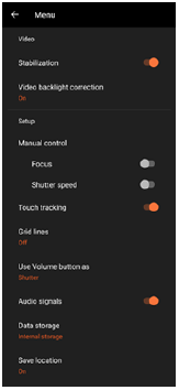 Изображение на менюто с настройки на камерата в режим [Видео]