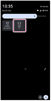 Image showing where the Cast function is located in the Quick settings panel