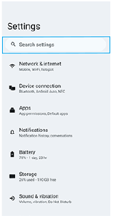 Imagem que mostra o campo de pesquisa no menu Definições.