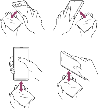 Immagine della rimozione dell’umidità dai lati posteriore, anteriore, inferiore, sinistro e destro del dispositivo