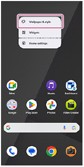 Immagine del menu che si apre nella schermata Home