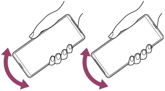 本体を振って水滴を取り除く図。上下の向きを変えてそれぞれ本体を振る。