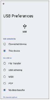 ภาพของหน้าต่างที่จะปรากฏเมื่อเชื่อมต่ออุปกรณ์กับคอมพิวเตอร์ผ่าน USB