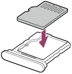 Diagram of placing a microSD card in the tray.