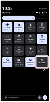 Image showing [QR code scanner] in the Quick settings panel.