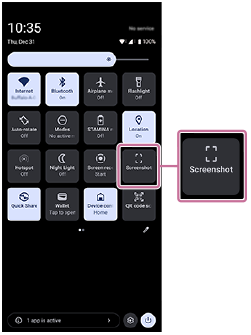 Image showing the screenshot tile in the Quick settings panel.