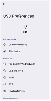 Image of the window that appears when you connect the device to a computer via USB