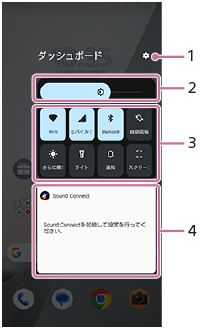 ダッシュボード画面の各項目を引き出した画面。上から下へ1から4。
