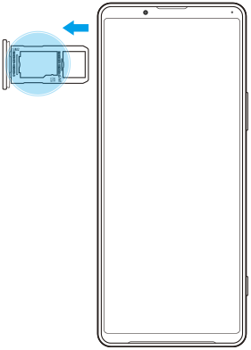 Diagram med visning af IMEI-nummeret/-numrene øverst i venstre side set forfra.