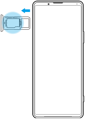 Diagrama de visualização do(s) número(s) IMEI no lado superior esquerdo na vista frontal.