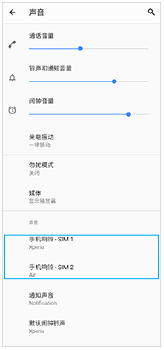 图像显示了在声音设置中设置铃声的菜单位置。