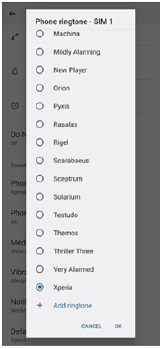 Image of selecting a sound from the list.