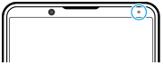 Diagrama de la posición del LED de notificación en la esquina superior derecha de la vista frontal.