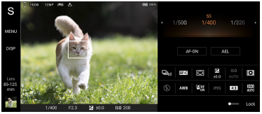 Imagen de la pantalla de espera de Photo Pro en el modo de prioridad de velocidad del obturador