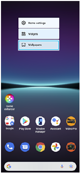 Imagem do menu que se abre no Ecrã inicial