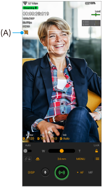 Hình ảnh hiển thị vị trí của nút trò chuyện trực tiếp được đặt trên màn hình Chế độ phát trực tiếp Video Pro theo hướng dọc. Bên trái phía trên, A.