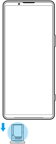 Diagram med visning af IMEI-nummeret/-numrene på nederste side set forfra.