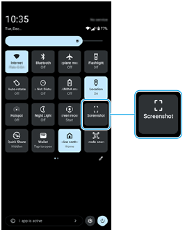 Image showing the screenshot tile in the Quick settings panel.