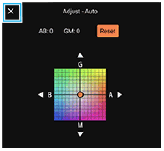 Image de l’écran de réglage fin des tonalités de couleur lors de l’utilisation de Photo Pro