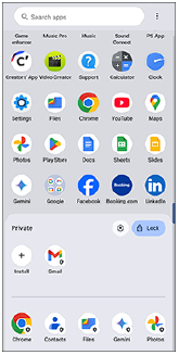 Bild mit privatem Bereich in der App-Schublade