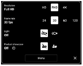 Image of more frequently used camera settings in the [Video] mode