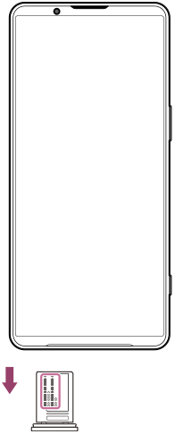 Minh họa cách xem các số IMEI trên cạnh bên dưới ở mặt trước.