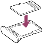 圖示將microSD卡放入托架。