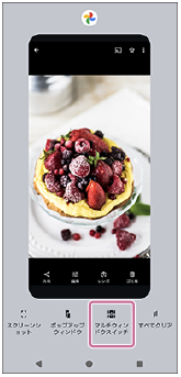 画面下のマルチウィンドウスイッチボタンを示した画面。