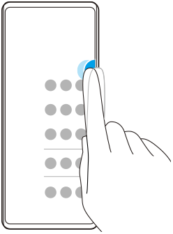 Diagram of double-tapping the longer edge of the screen.