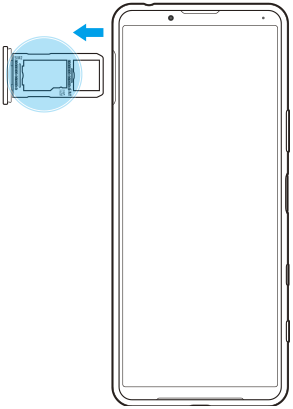 Diagrama de visualização do(s) número(s) IMEI no lado superior esquerdo na vista frontal.