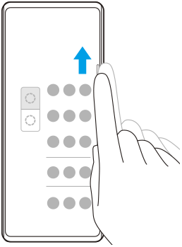 Diagrama de deslizar o seu dedo para cima pela extremidade mais longa do ecrã.